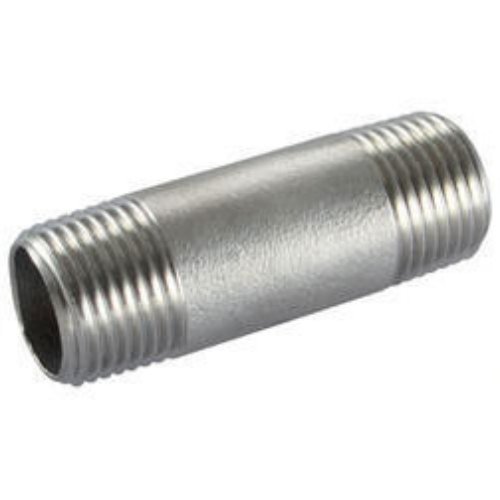 Barrel nipple — A round, unthreaded body separates the two threaded ends.